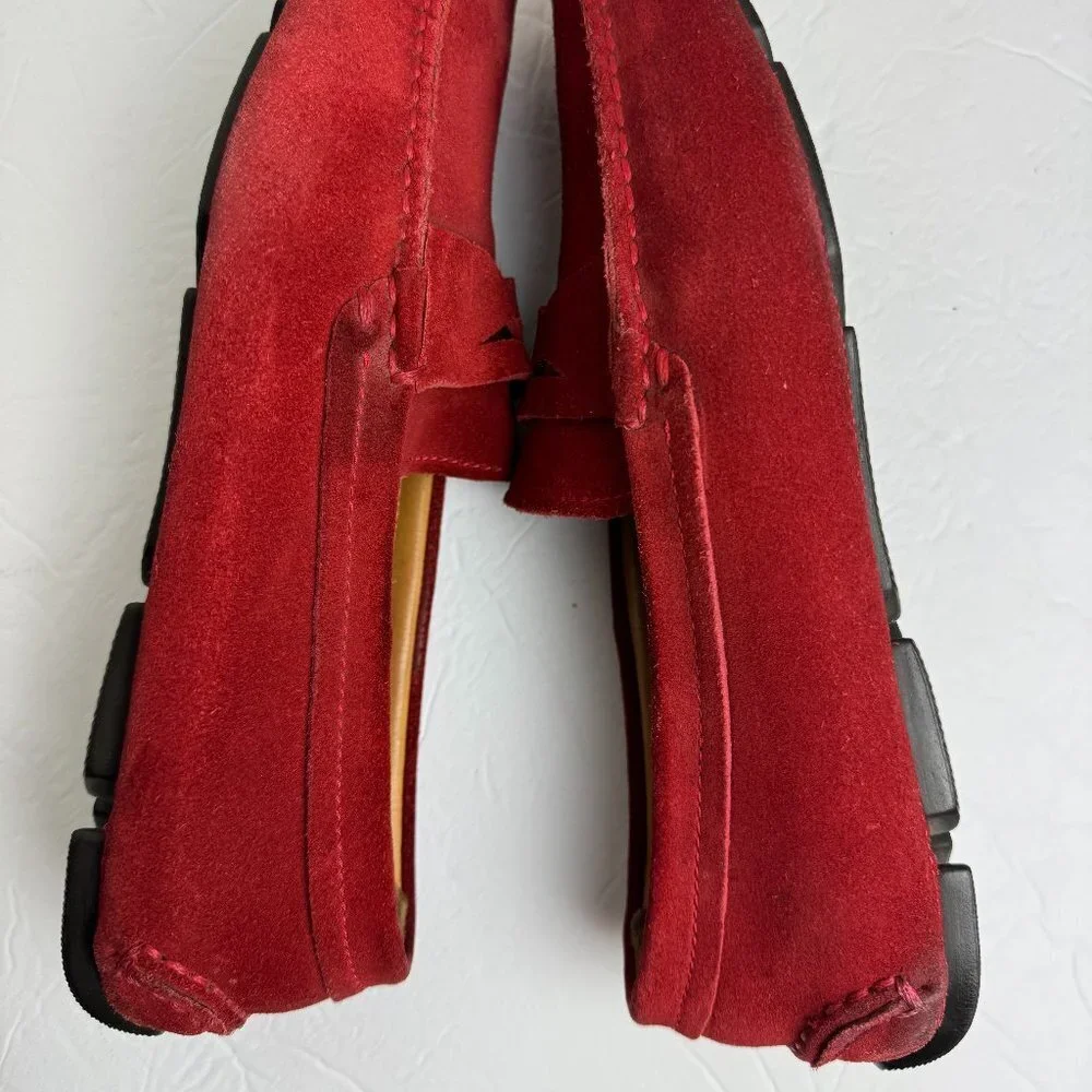 Giorgio Armani Driving Shoes Red Suede Size 8.5